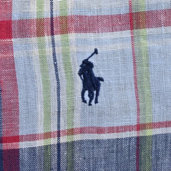 Polo Ralph Lauren Dress Shirt 100% Linen Plaid Classic Fit Long Sleeve Men Large - Picture 4 of 10